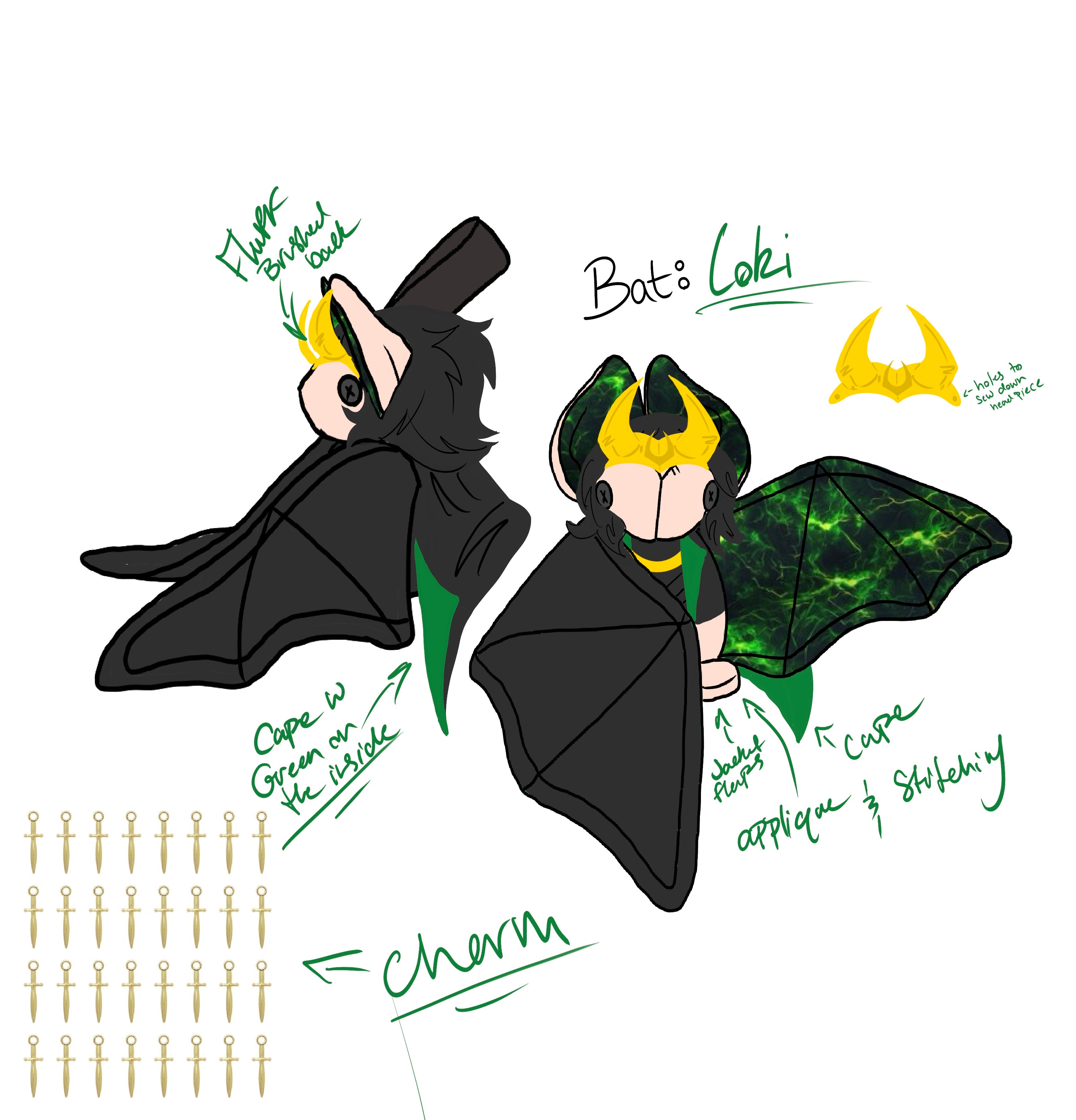 Loki Bat Plush Commission